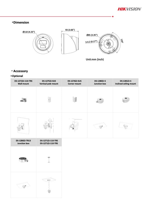 Hikvision DS-2CD1383LIUF Turret Camera 8 Mp met Slimme Hybride Verlichting