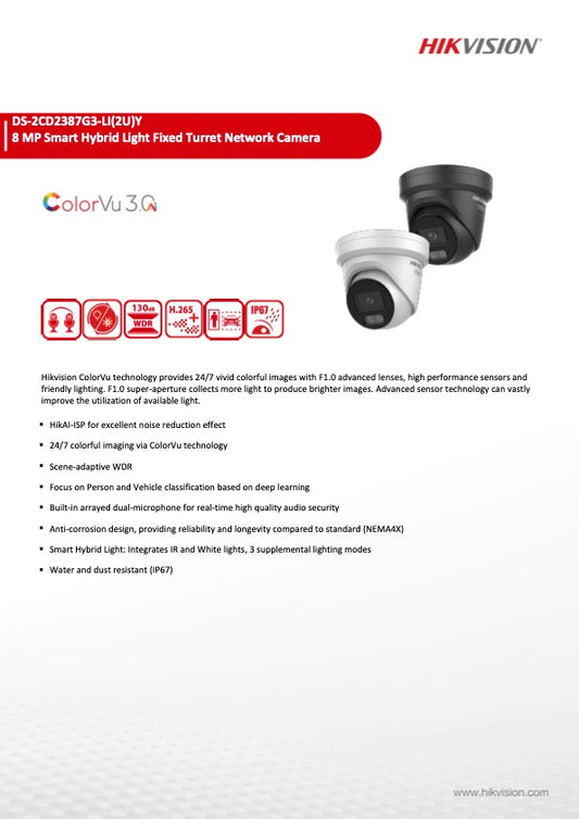 Hikvision 2CD2387G3-LI2UY ColorVu 3.0 Camera