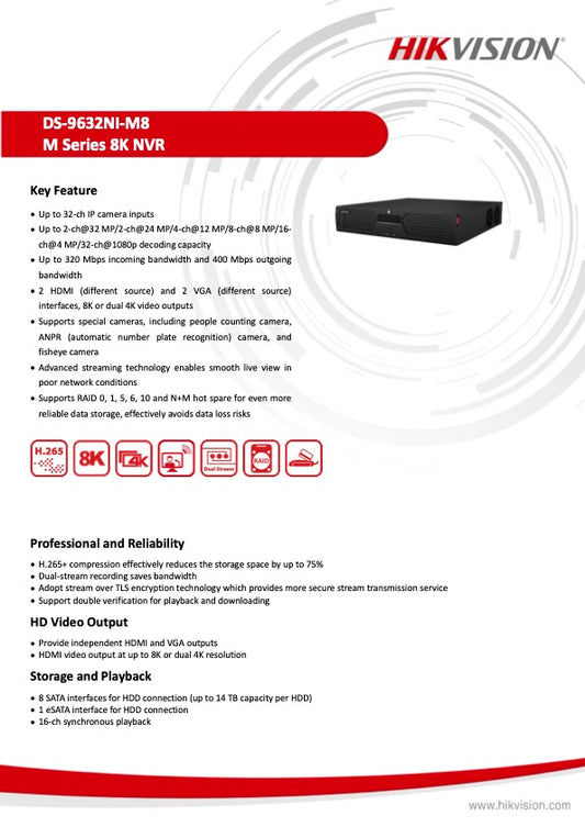Hikvision NVR DS-9632 32 Kanalen 4K