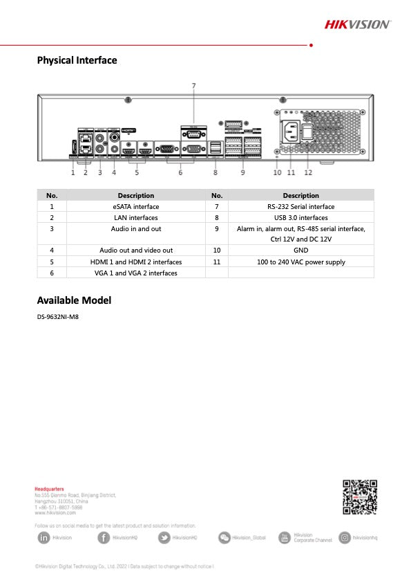 Hikvision NVR DS-9632 32 Kanalen 4K