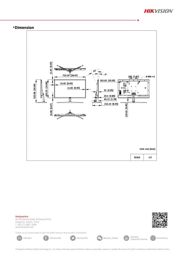 Hikvision Monitor DS-D5232F2-1V1S 32 Inch FHD