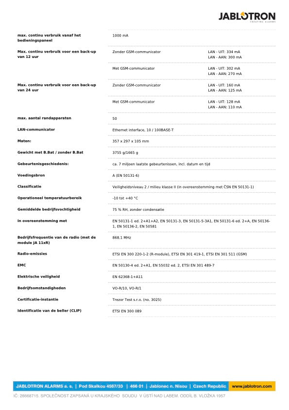 Jablotron JA-103K-7AH Midway Alarm Centrale (LAN, met grotere behuizing)