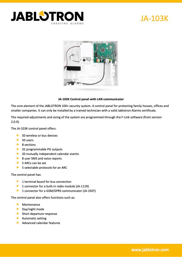 Jablotron Midway JA-103K Alarm Centrale (LAN)