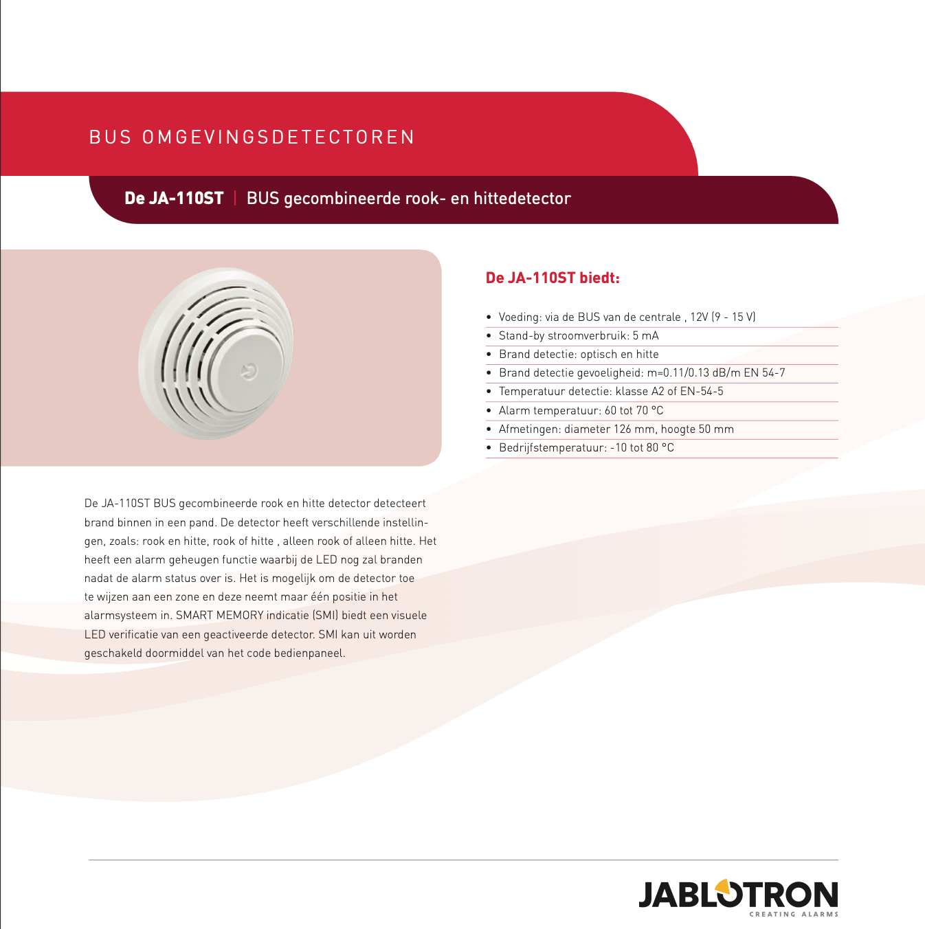Jablotron JA-110ST Rook & Hitte Brandmelder (bedraad)