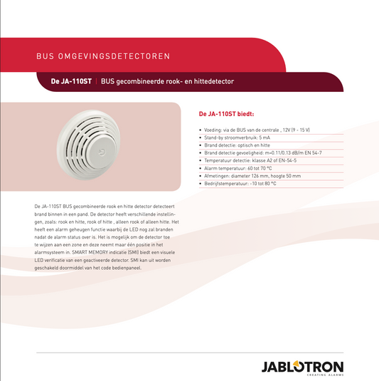 Jablotron JA-110ST Rook & Hitte Brandmelder (bedraad)