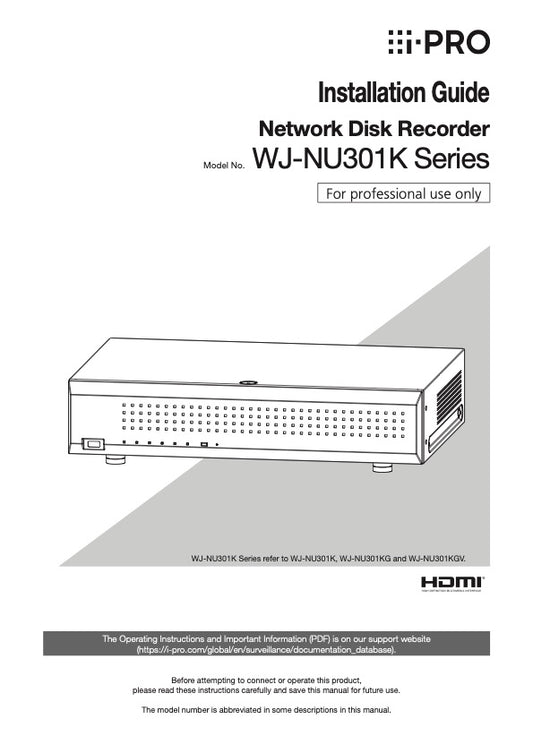 i-PRO Netwerk Video Recorder WJ-NU201KG 8 kanaals met 8 PoE + ports 0TB