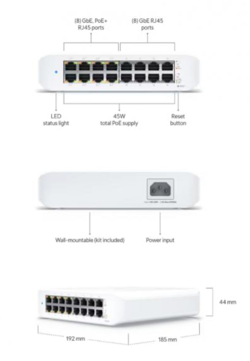 UniFi Switch Lite 16 poorten 45W PoE
