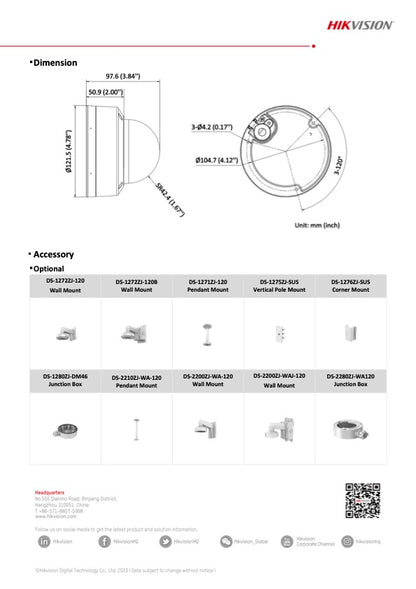 Hikvision DS-2CD1183G2-LIU Dome Camera 8Mp Slimme Hybride Verlichting
