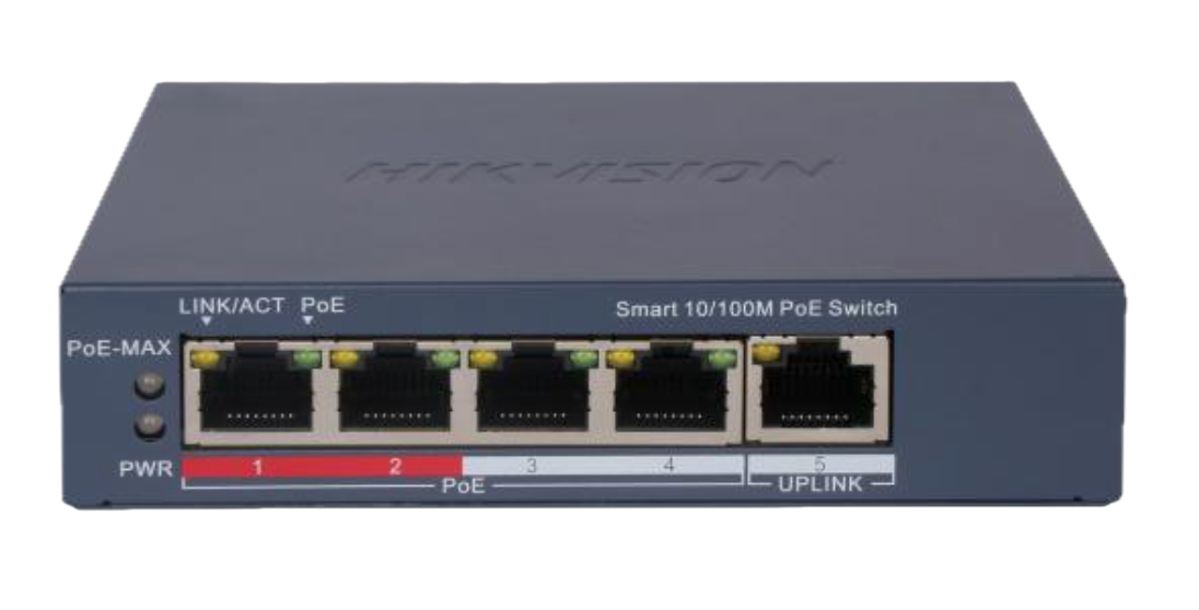 Hikvision DS-3E1105P-EIV2 Smart Switch 4 poorten LAN PoE 100Mbps