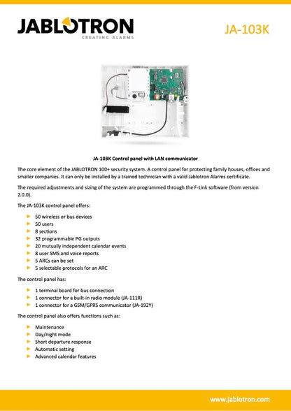 Jablotron Midway JA-103K Alarm Centrale (LAN)