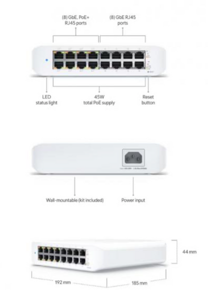 UniFi Switch Lite 16 poorten 45W PoE
