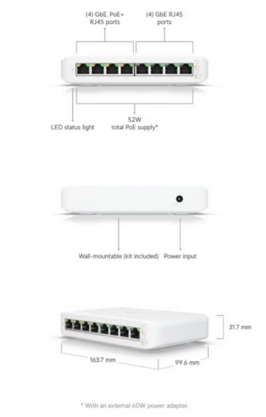 UniFi Switch Lite 8 poort 52W PoE